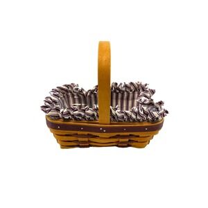 1997 Longaberger Sweet Treats Purple Trim Basket w/Red Stripe Liner & Protector